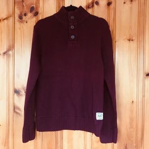 Men's Red Turtleneck button Sweater M